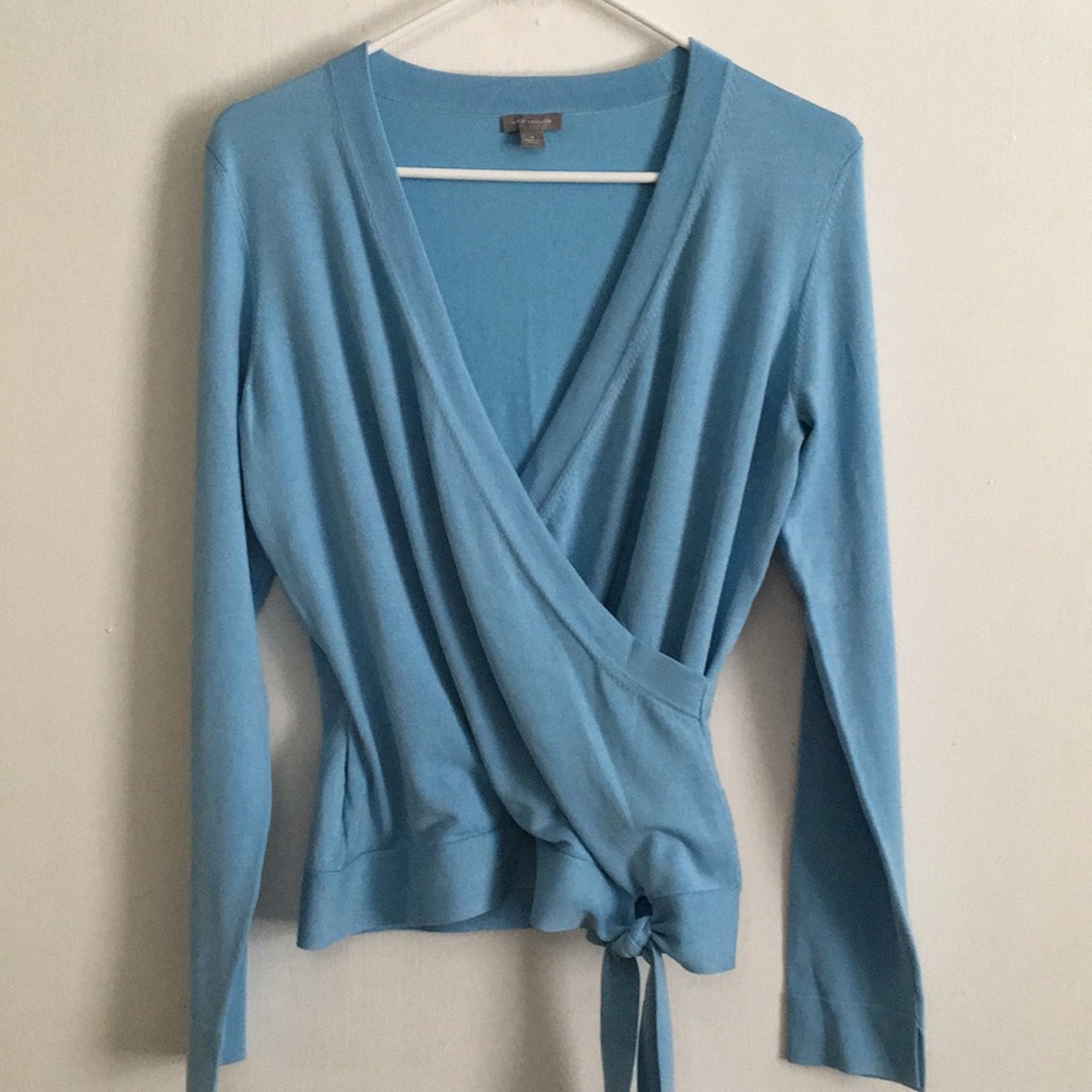 Ann Taylor blue tie sweater